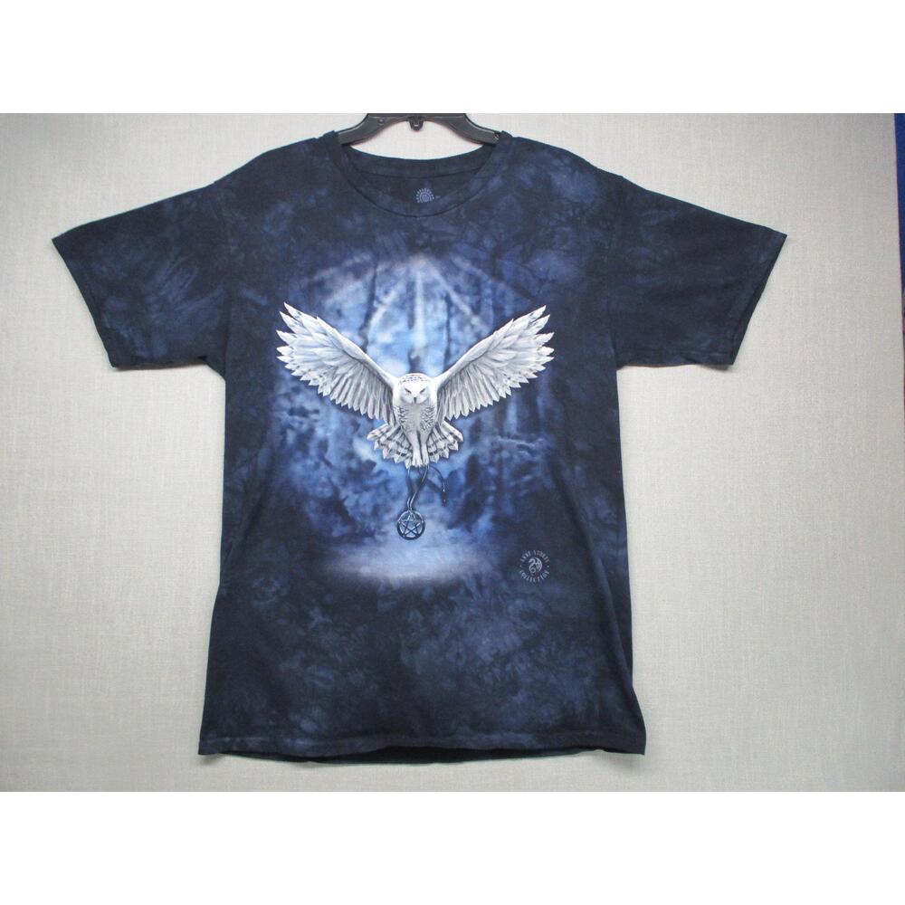 The Mountain Dark Blue Tie-Dye Fantasy‎ Owl Graphic T-Shirt Size L